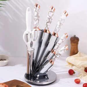 8pc white marble knife set
