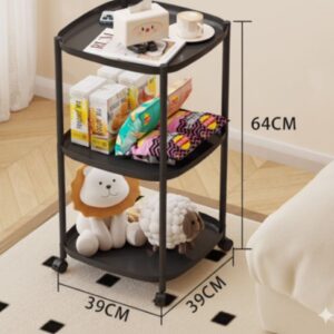 3 tier storage shelf with wheels | mobile space saving organizer