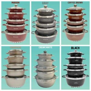 bosch granite coated pot set 10 piece | durable non stick cookware