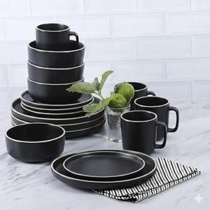 16 piece dinner set – matte black