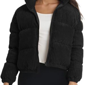 corduroy zip up puffer jacket